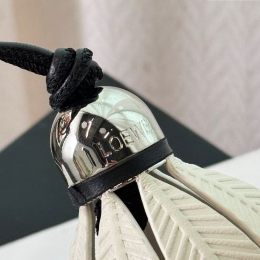 LOEWE Badminton fringed leather and silver-tone keychain/bag accessory
